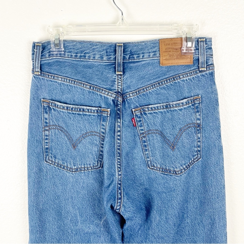 LEVI’S Premium Ribcage Straight Ankle Button Fly Ripped High Rise Jeans Size 28 - Picture 9 of 11